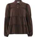 CONTINUE - SKJORTE - SANNA GOLD BUTTONS 15085 - DARK BROWN