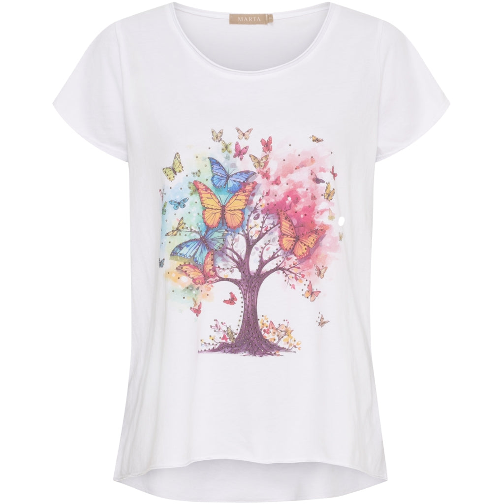 MARTA DU CHATEAU - T-SHIRT - MARIE 1535 - WHITE TREE/BUTTERFLIES
