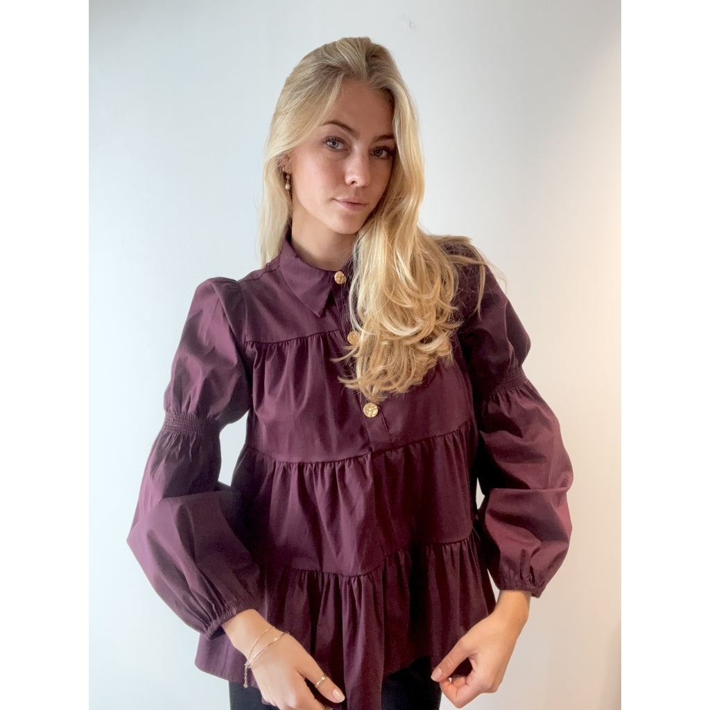CONTINUE - SKJORTE - SANNA GOLD BUTTONS 15085 - BORDEAUX