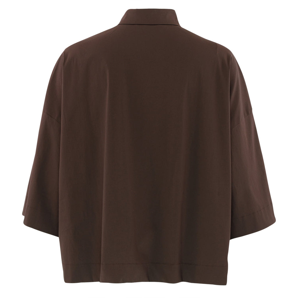 CONTINUE - SKJORTE - KLARA 15039 - DARK BROWN/GOLD BUTTONS