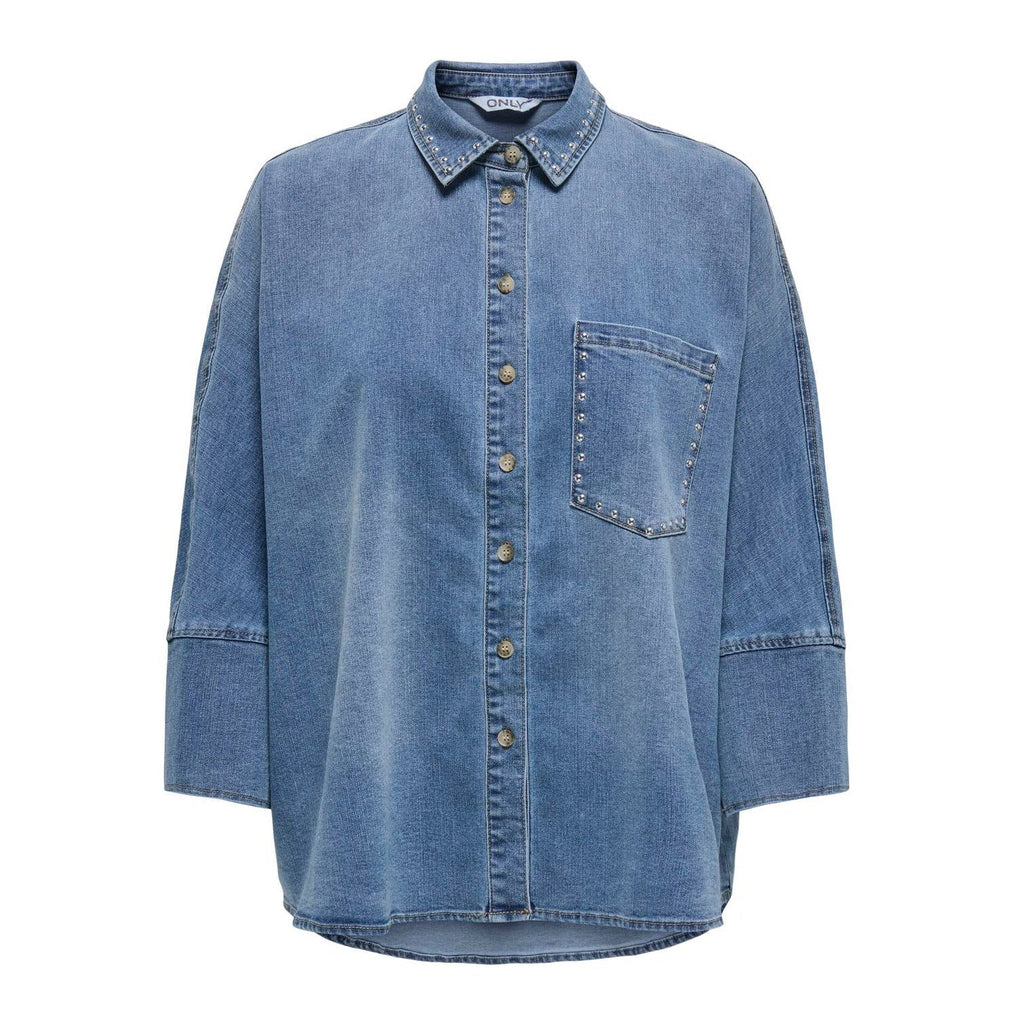 ONLY - SKJORTE - GRACE 15338585 - MEDIUM BLUE DENIM