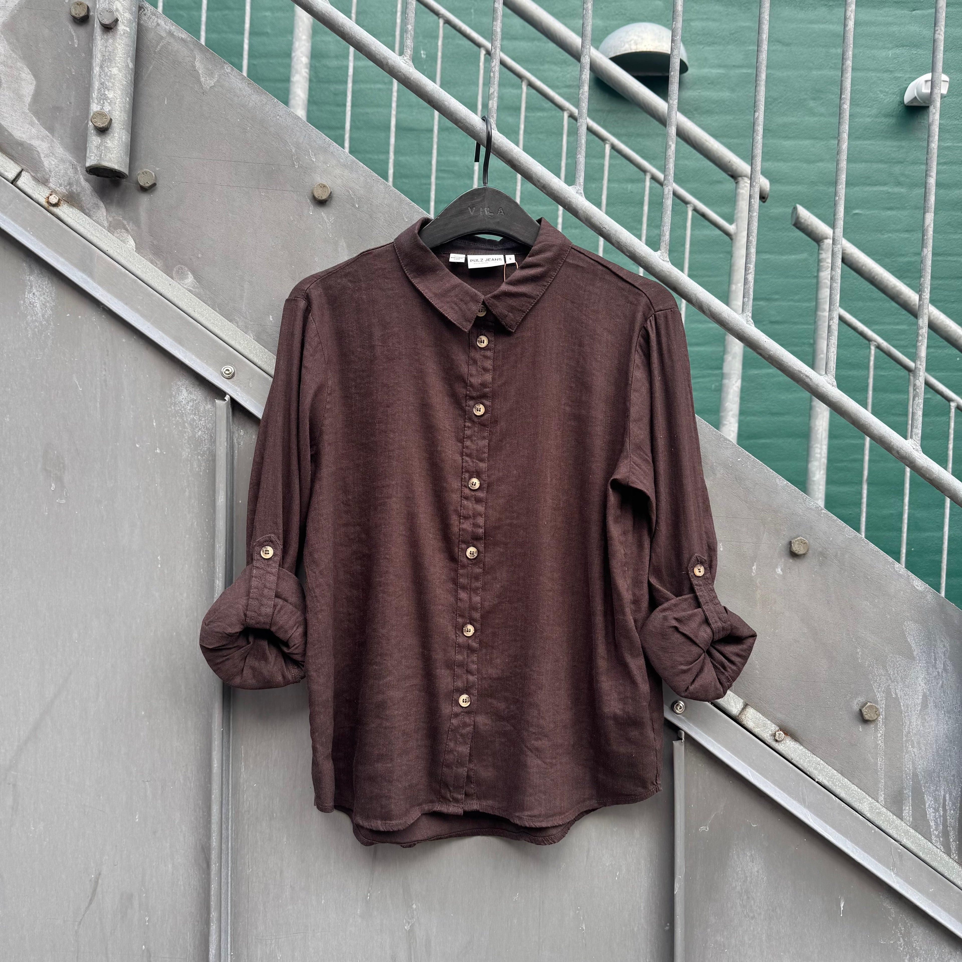 PULZ - SKJORTE - LUCA 50208896 - ESPRESSO