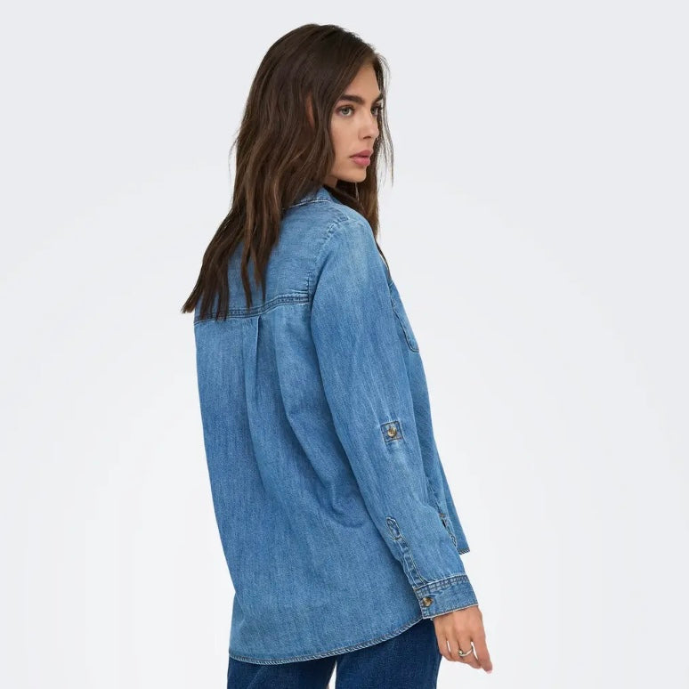 ONLY - SKJORTE - YASMIN 15361370 - MEDIUM BLUE DENIM