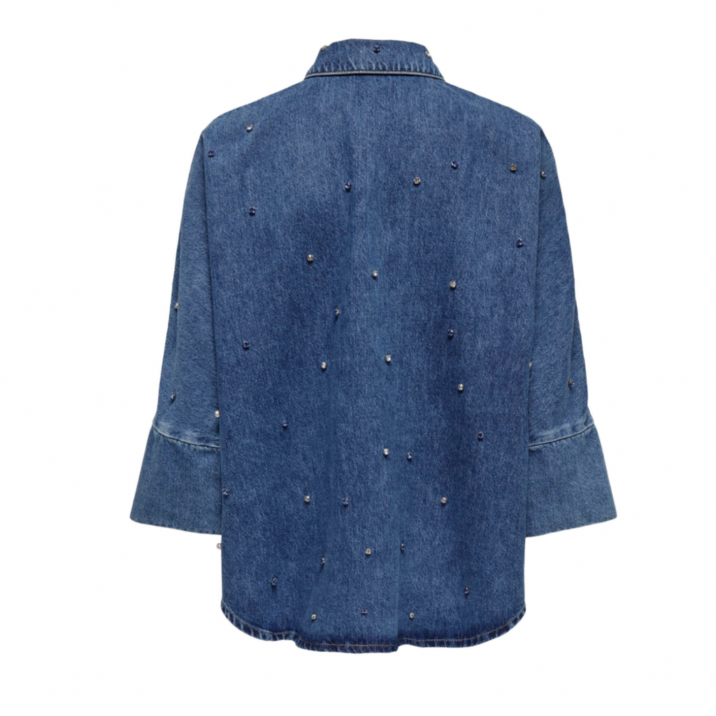 ONLY - DENIM SKJORTE - GRACE RHINESTONE - 15307936 - DENIM