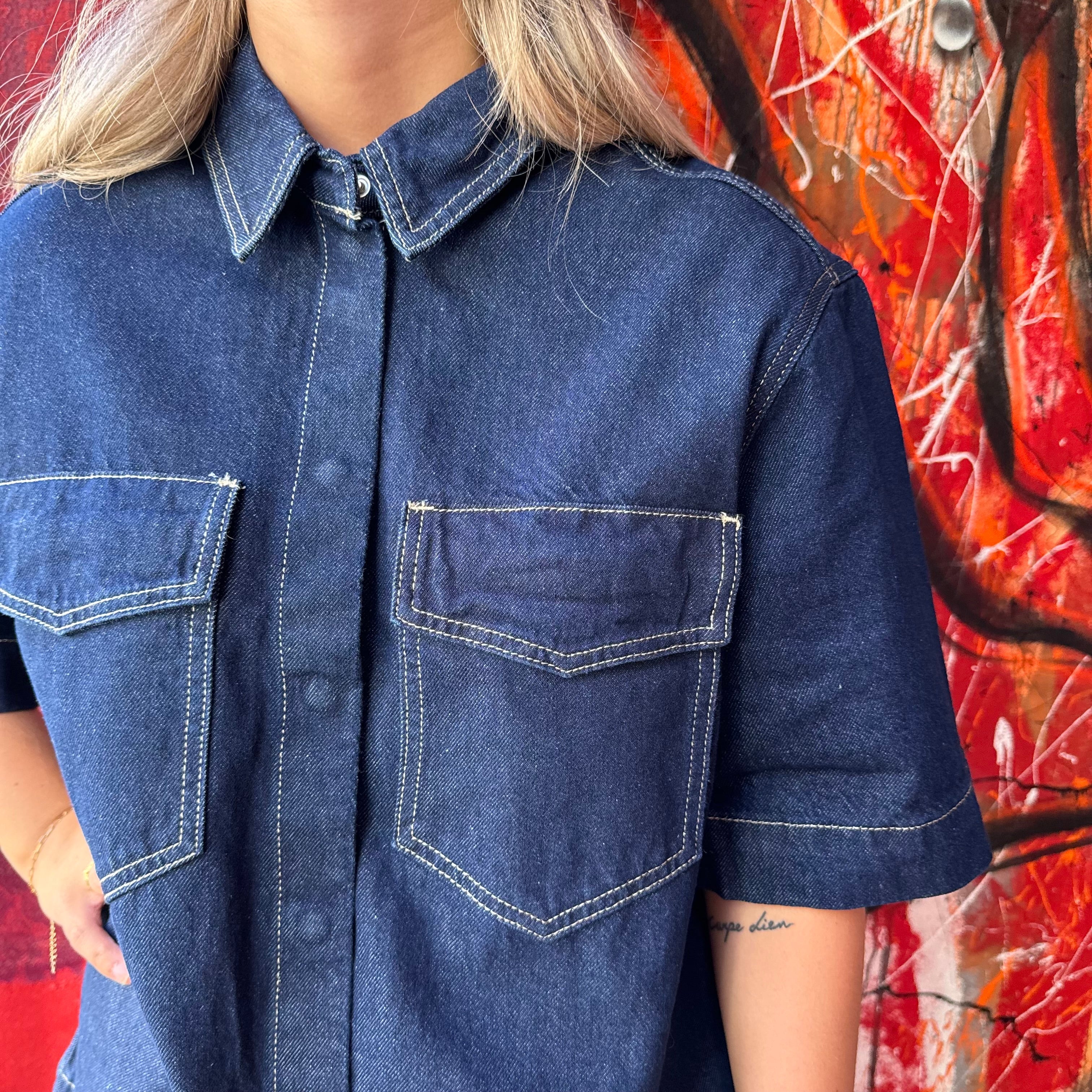 ONLY - SKJORTE - SOPHIE 15295757 - DARK BLUE DENIM
