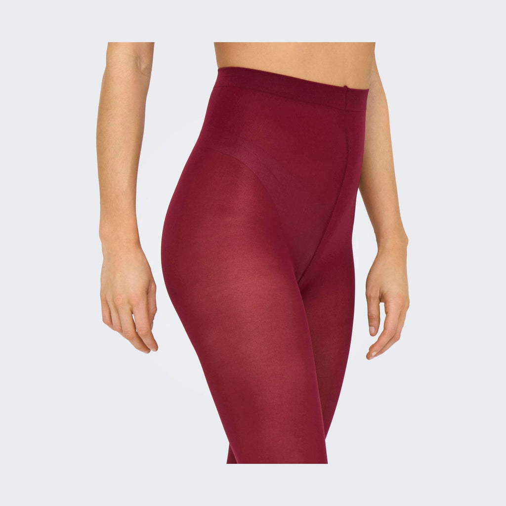 ONLY - STRØMPEBUKSER - CARINA 80 DENIER 15370232 - BURGUNDY