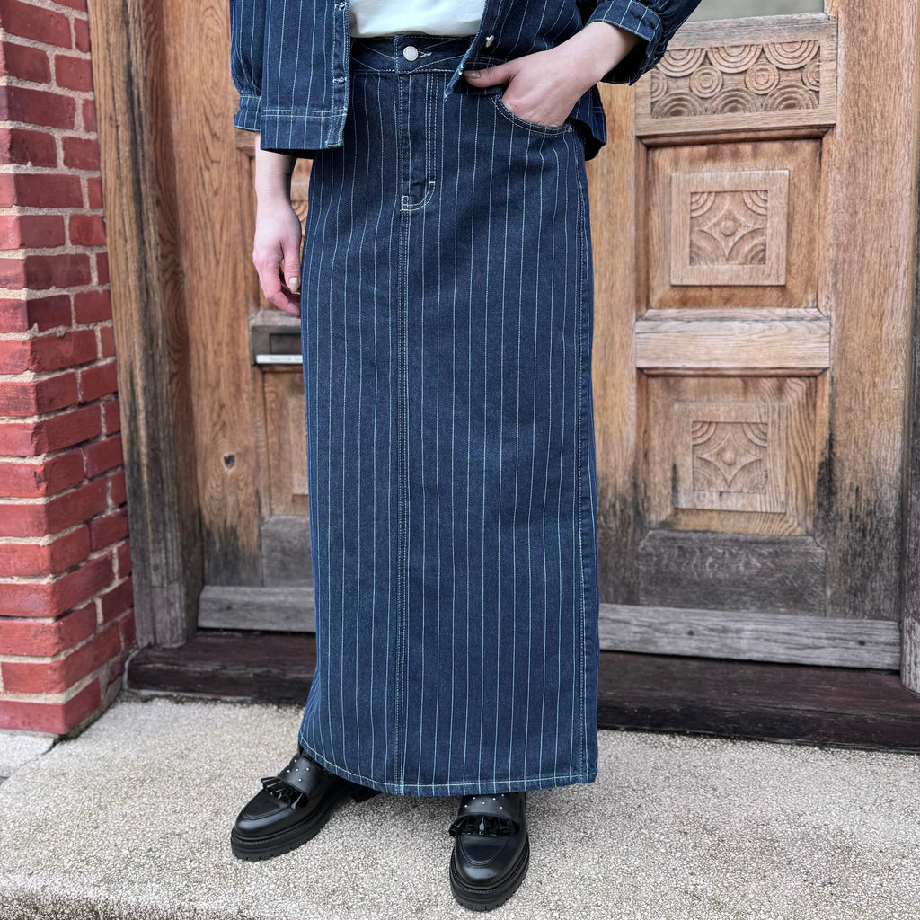 GLOBAL FUNK - DENIM NEDERDEL - JOANCE 60029207 - NAVY PINSTRIPE