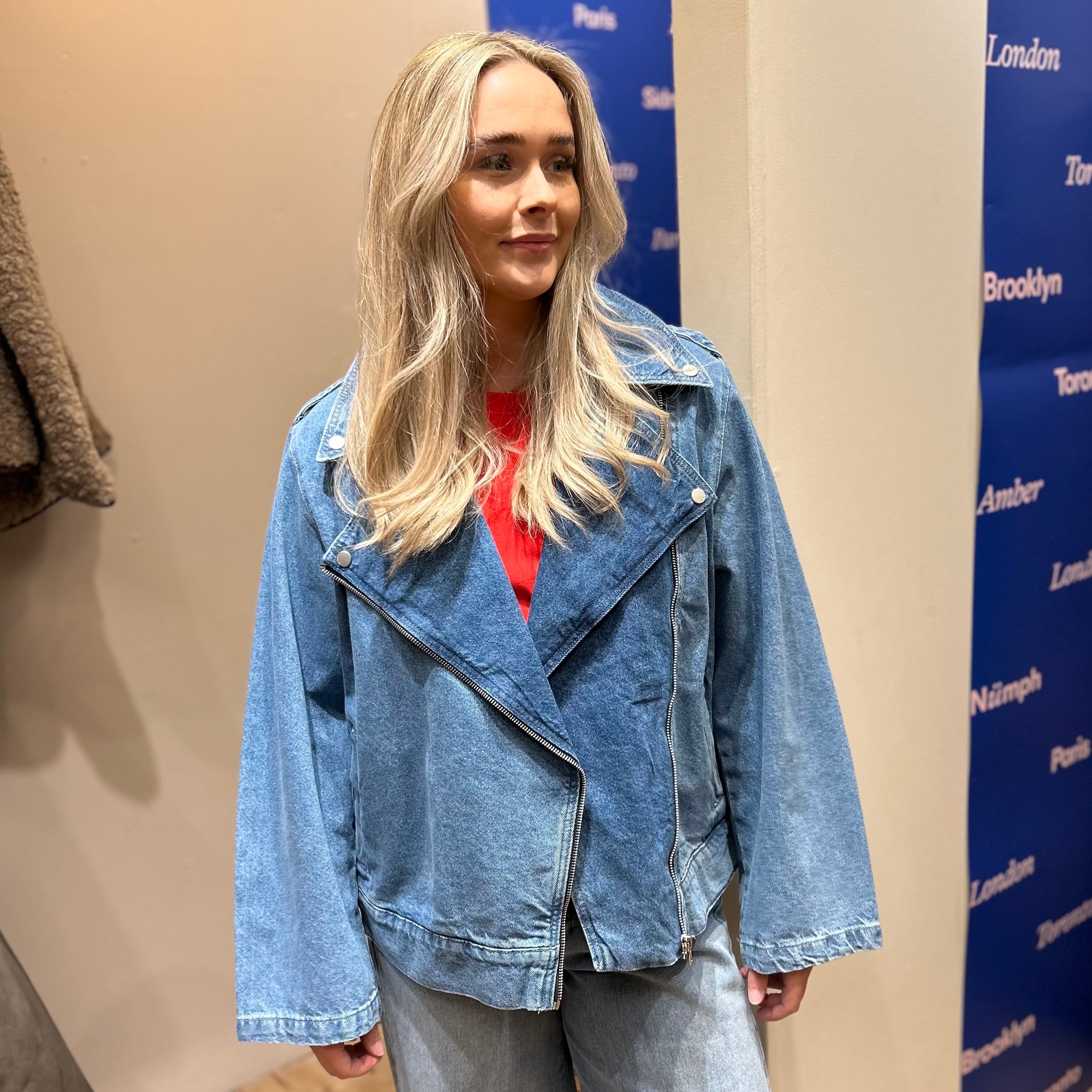 ONLY - BIKER DENIMJAKKE - JOHANNA 15349556 - LIGHT BLUE DENIM