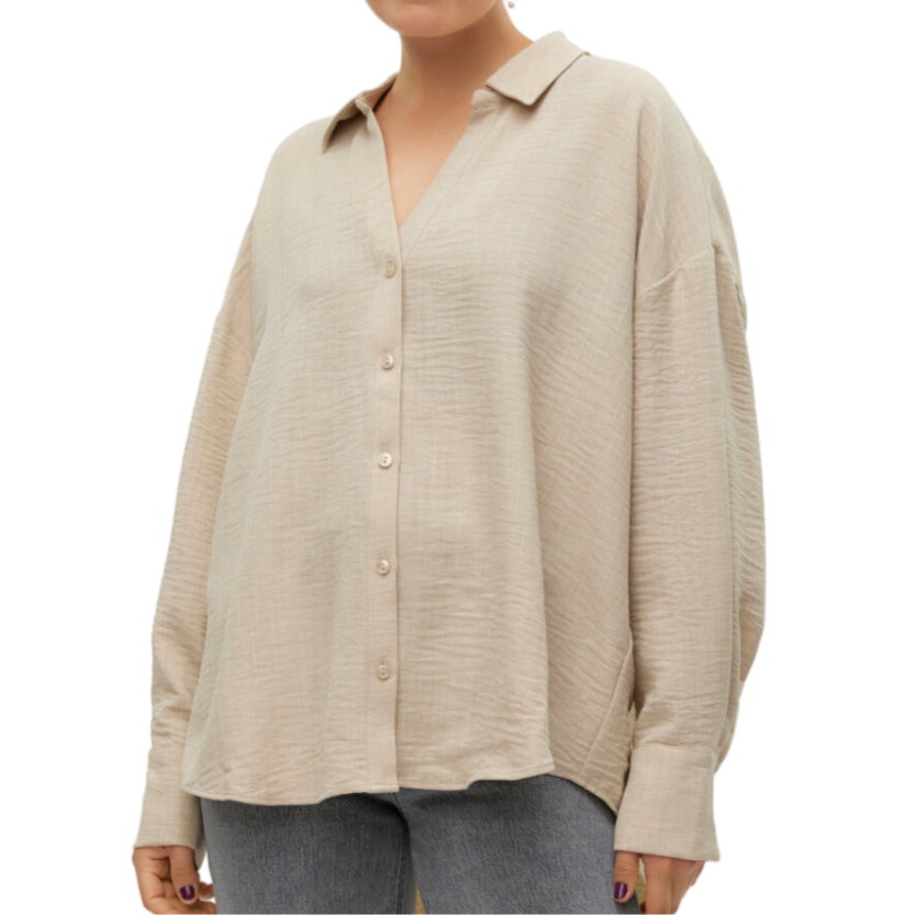 VERO MODA - SKJORTE - MELANEY QUEENY 10316389 - OVERCAST MELANGE