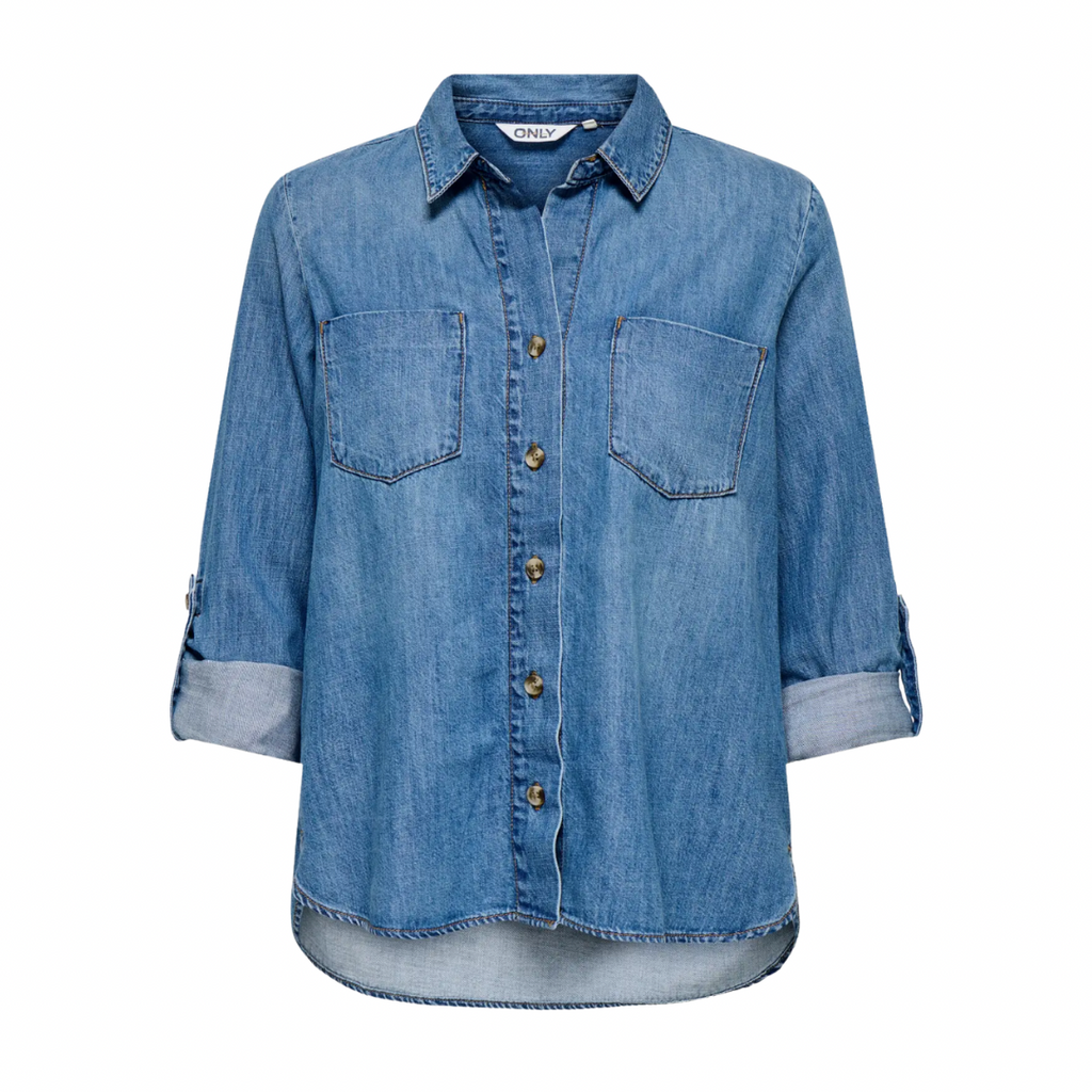 ONLY - SKJORTE - YASMIN 15361370 - MEDIUM BLUE DENIM
