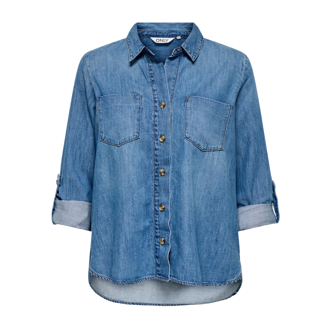 ONLY - SKJORTE - YASMIN 15361370 - MEDIUM BLUE DENIM