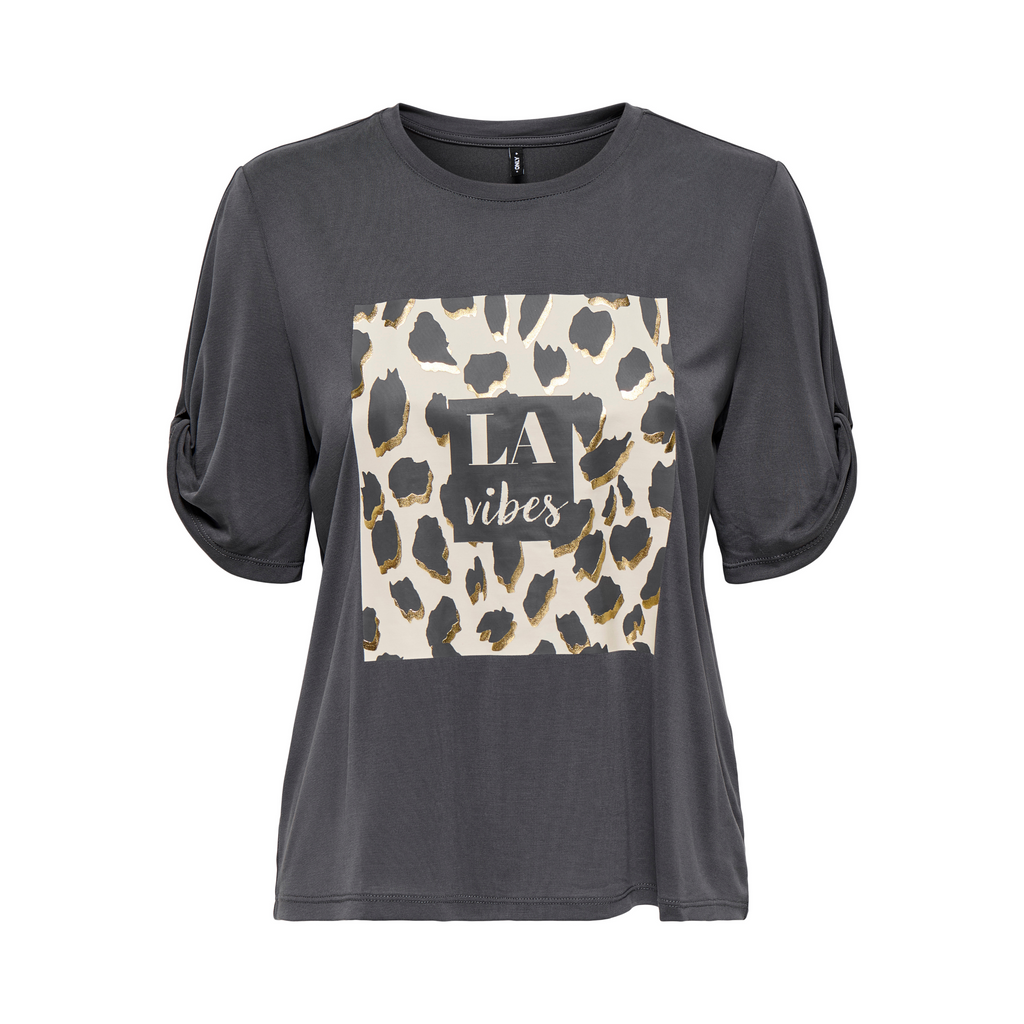 ONLY - T-SHIRT - FREE LIFE 15349921 - BLACKENED PEARL/VIBES