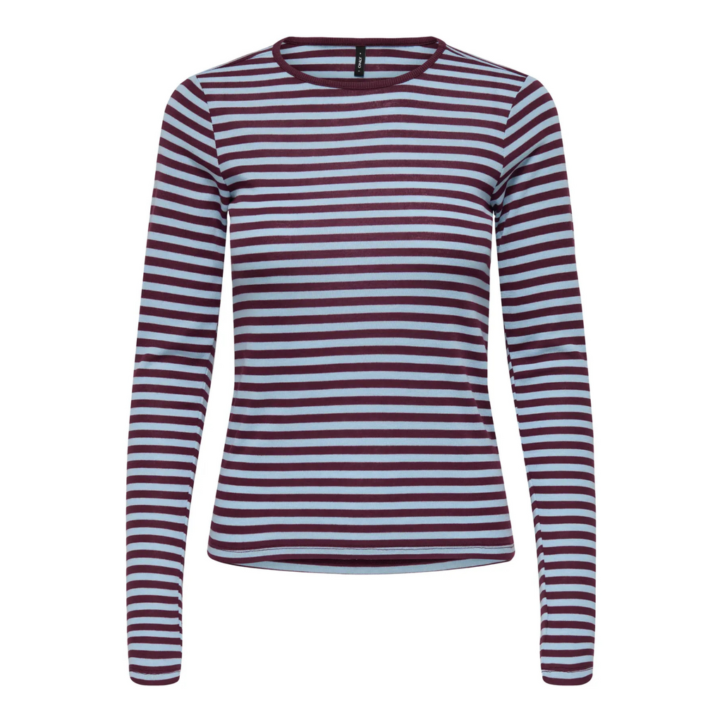 ONLY - BLUSE - ELLI RIB 15375353 - CASHMERE BLUE/CABERNET STRIPES