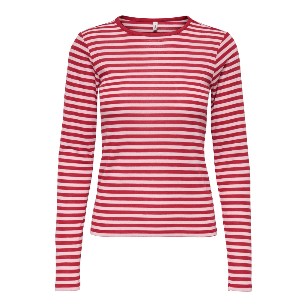 ONLY - BLUSE - ELLI RIB 15375353 - PARFAIT PINK/SALSA STRIPES