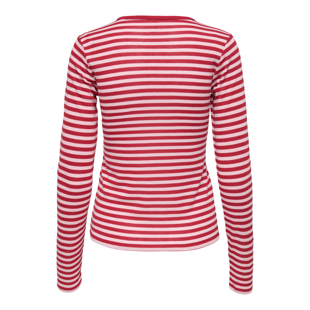 ONLY - BLUSE - ELLI RIB 15375353 - PARFAIT PINK/SALSA STRIPES