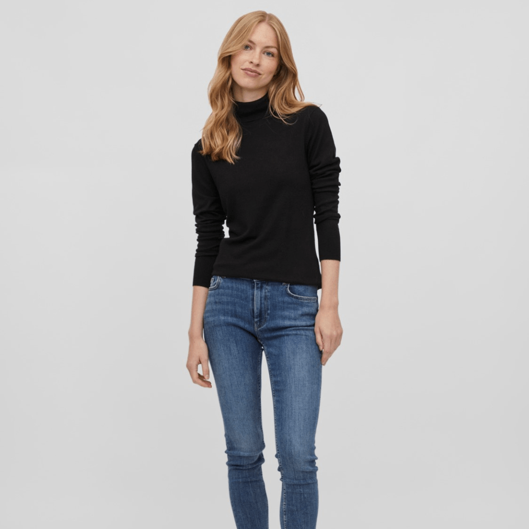 VILA - BLUSE - JENEVE ROLLNECK 14077843 - SORT