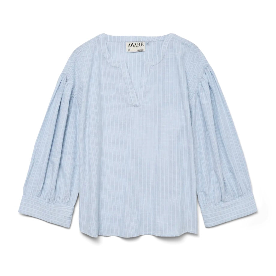 VERO MODA - BLUSE - PRESLEY 10326178 - DUSTY BLUE/SNOW WHITE