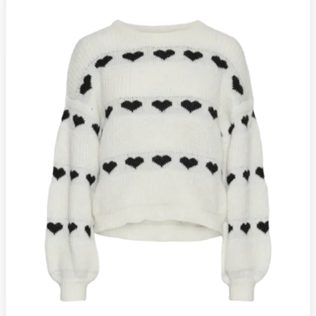 PIECES -STRIK - NOVE HEART - 17152014 - HVID/SORT HJERTER