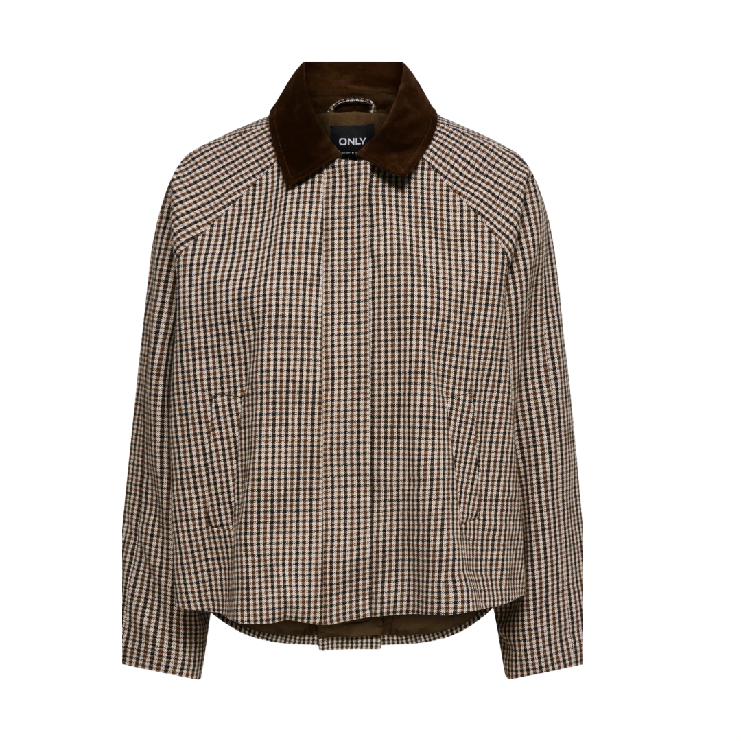 ONLY - JAKKE - MANILLA 15370316 - MOONLIGHT SMALL CHECKS/BROWN/BLACK