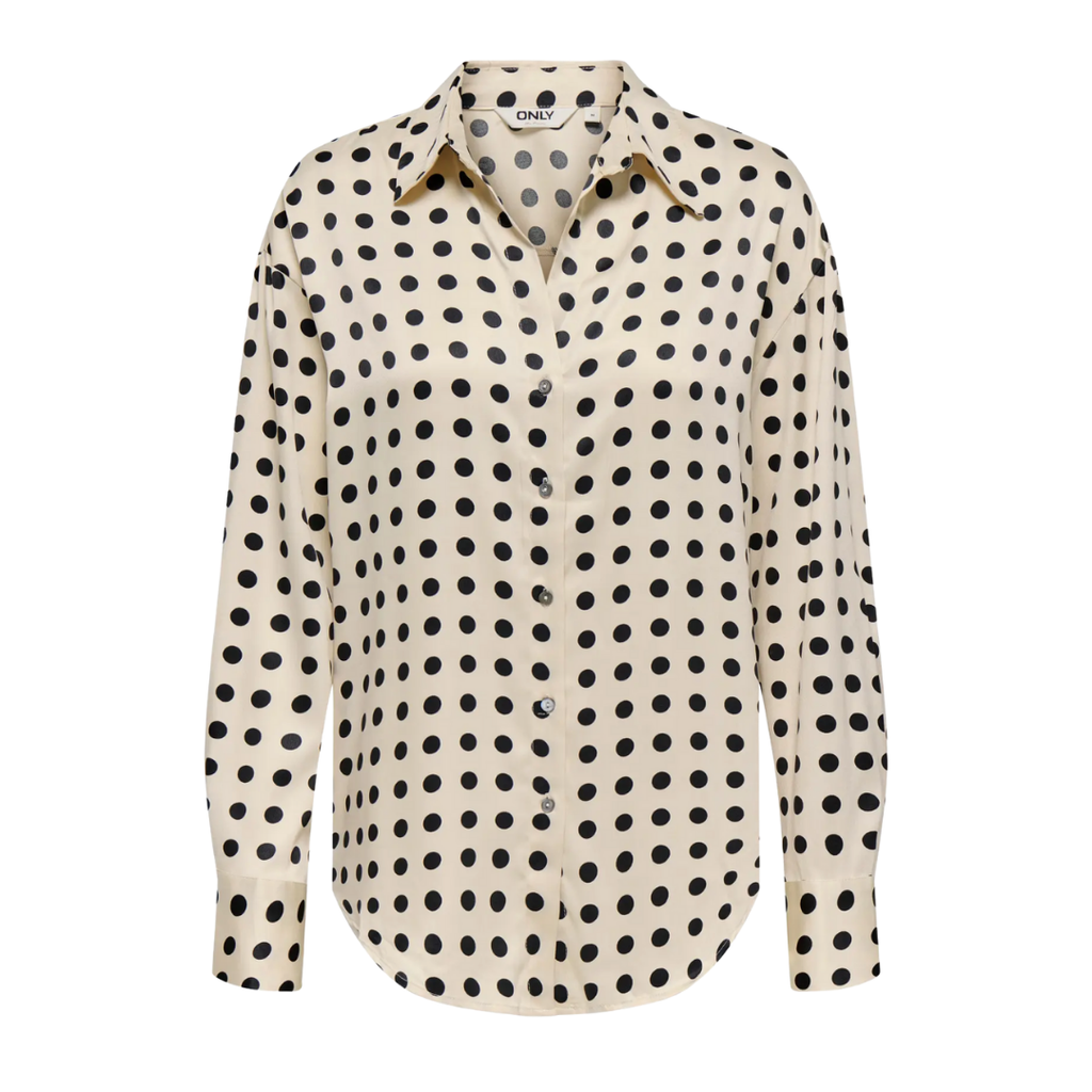 ONLY - SKJORTE - LYDIA SATIN 15368304 - FROSTED ALMOND/BLACK DOTS
