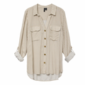VERO MODA - SKJORTE - BUMPY 10275283 - SILVER MINK/SNOW WHITE