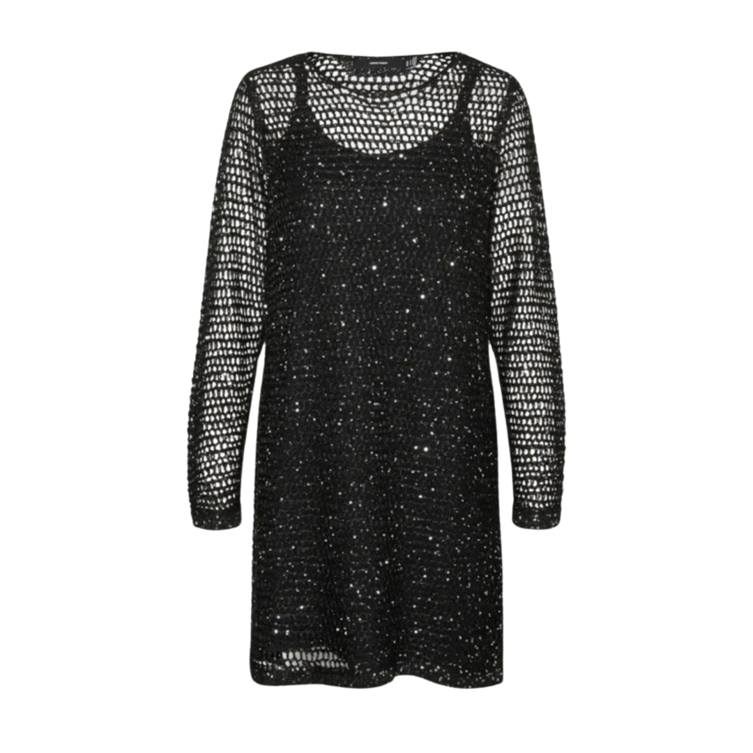 VERO MODA - KJOLE - LEILANI 10318057 - BLACK SEQUINS