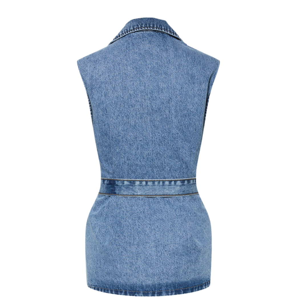 PIECES - VEST - SABINE 17155890 - MEDIUM BLUE DENIM