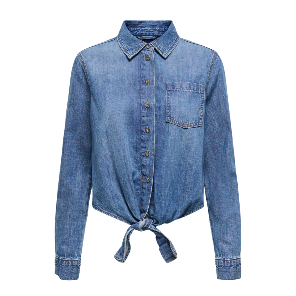 ONLY - SKJORTE - SEVIGNY LECEY KNOT 15344186 - MEDIUM BLUE DENIM