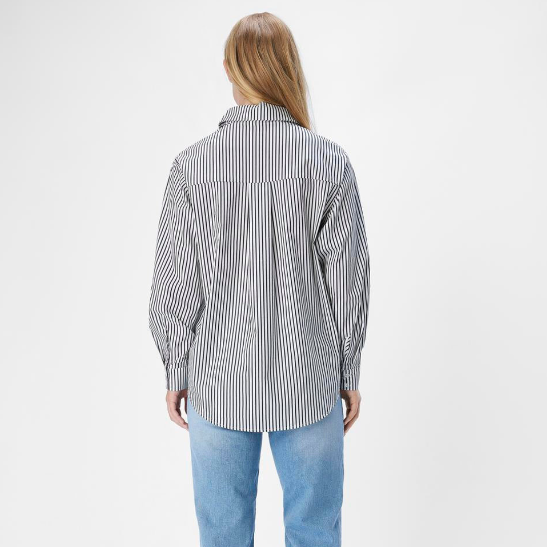 OBJECT - SKJORTE - TUTTA LO 23044666 - WHITE STRIPES/BLACK