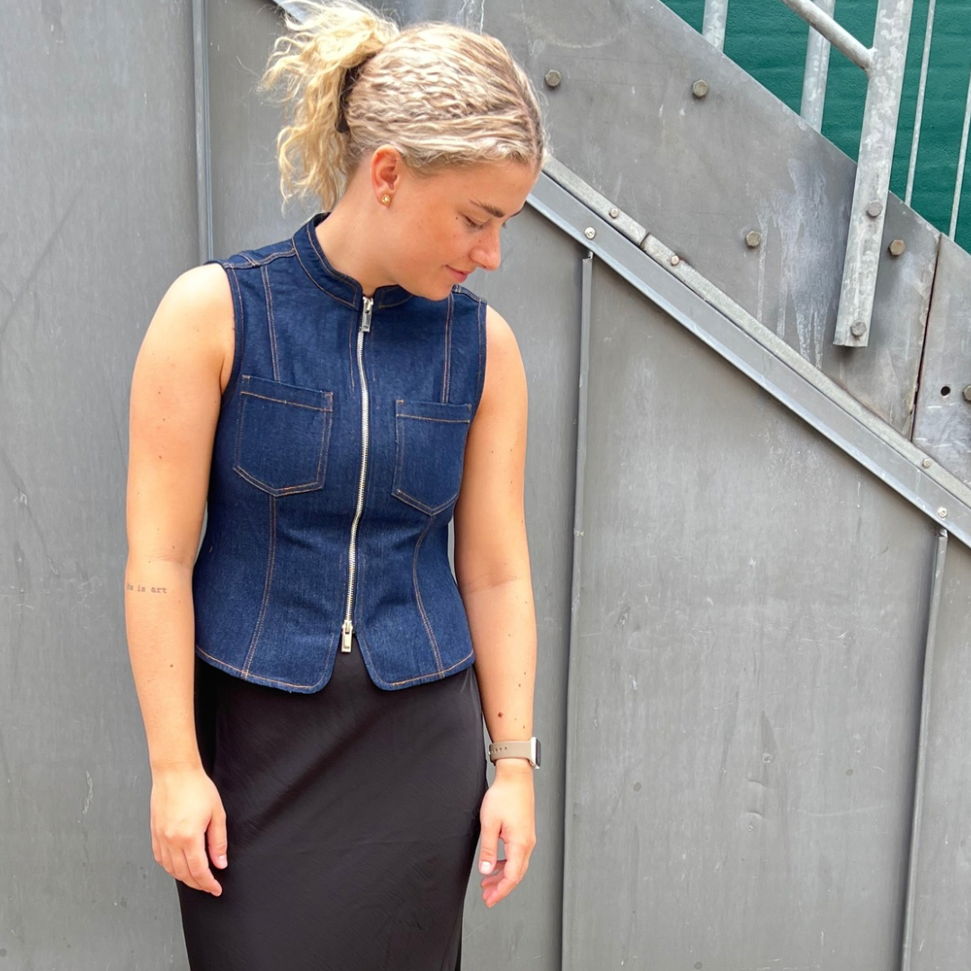 GLOBAL FUNK - TOP - WALEWU PILUE - DARK UNWASHED DENIM