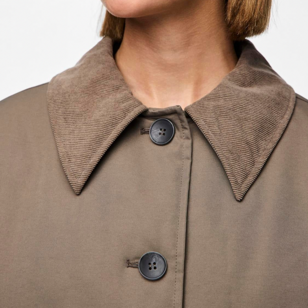 PIECES - JAKKE - NORM CORDUROY -  17151431 - MOREL CHOC BROWN