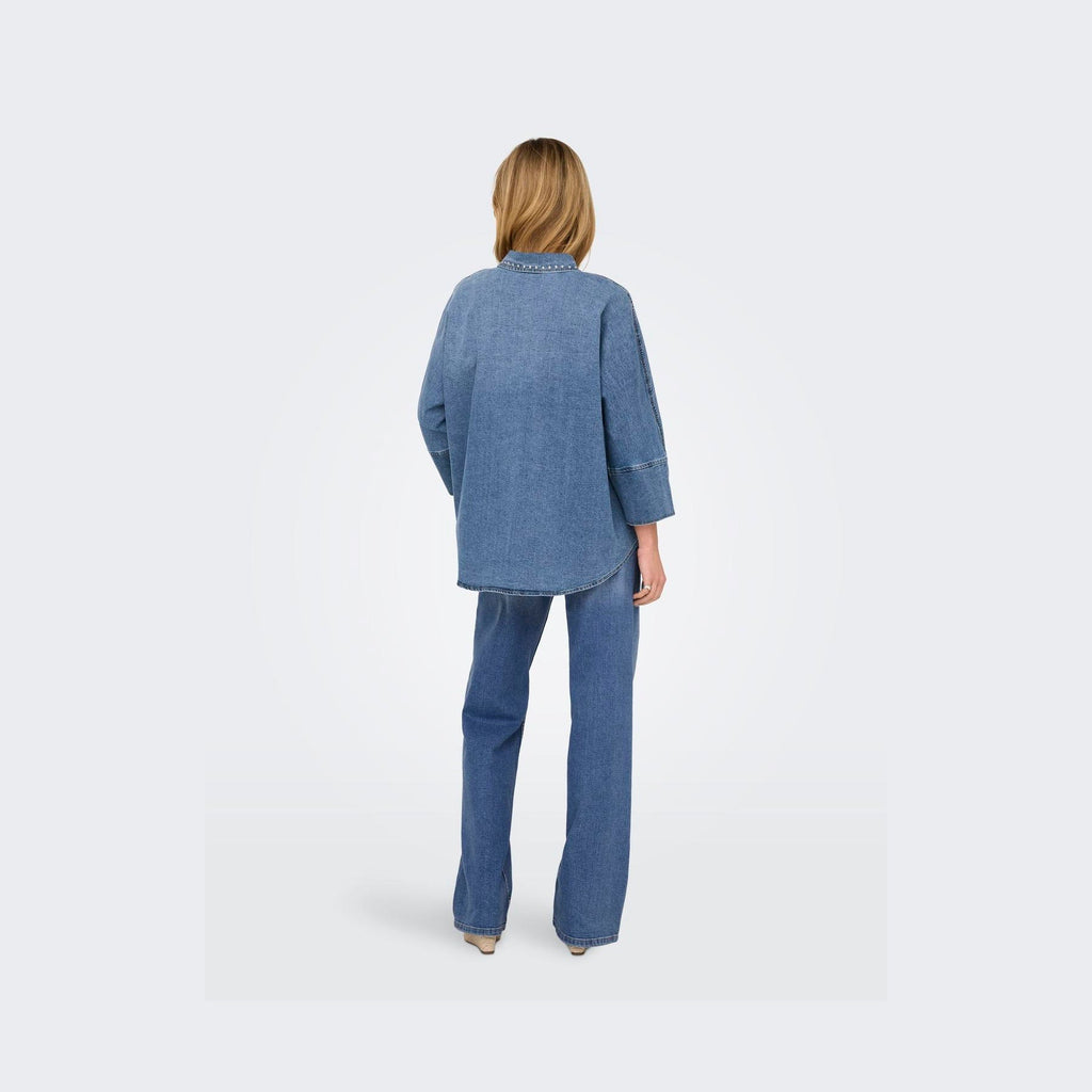 ONLY - SKJORTE - GRACE 15338585 - MEDIUM BLUE DENIM