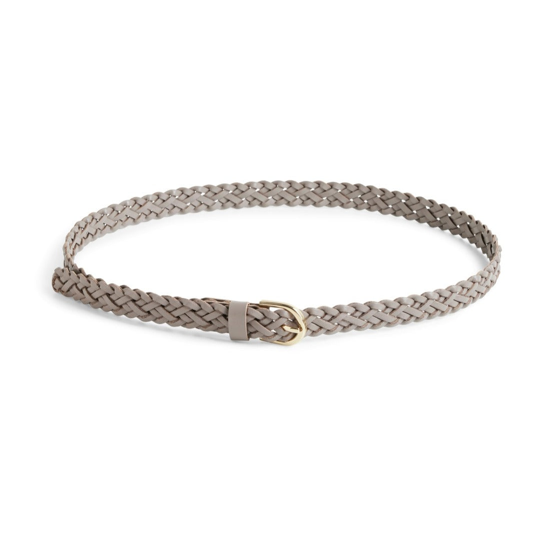 PIECES - BÆLTE - AVERY LEATHER BRAIDED SLIM 17077740 - TAUPE GREY