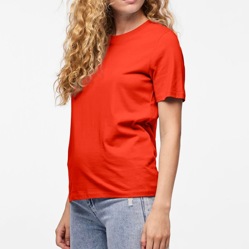 PIECES - T-SHIRT - RIA SOLID 17140802 - TANGERINE TANGO