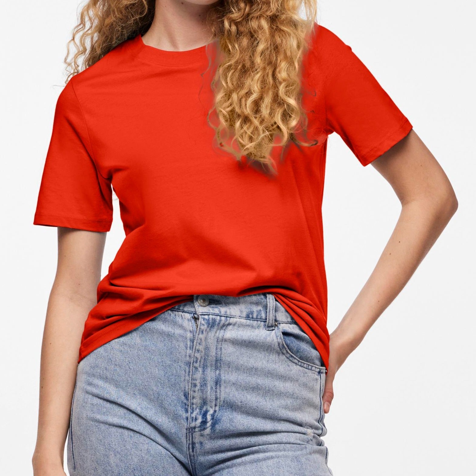 PIECES - T-SHIRT - RIA SOLID 17140802 - TANGERINE TANGO