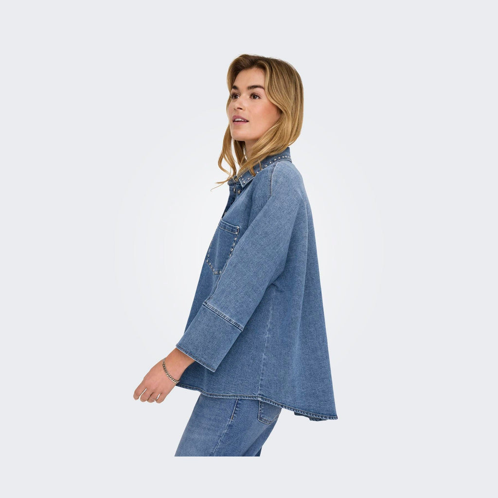 ONLY - SKJORTE - GRACE 15338585 - MEDIUM BLUE DENIM