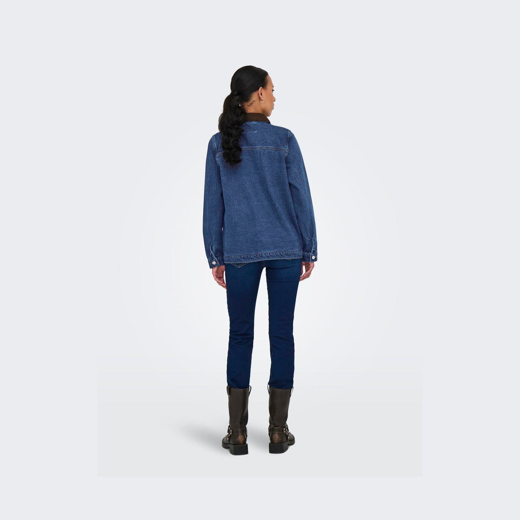 ONLY - DENIMJAKKE - FRANKIE CORD 15359084 - DARK BLUE DENIM