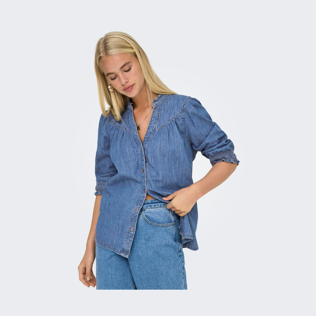 ONLY - SKJORTE - RAYA 15357327 - MEDIUM BLUE DENIM