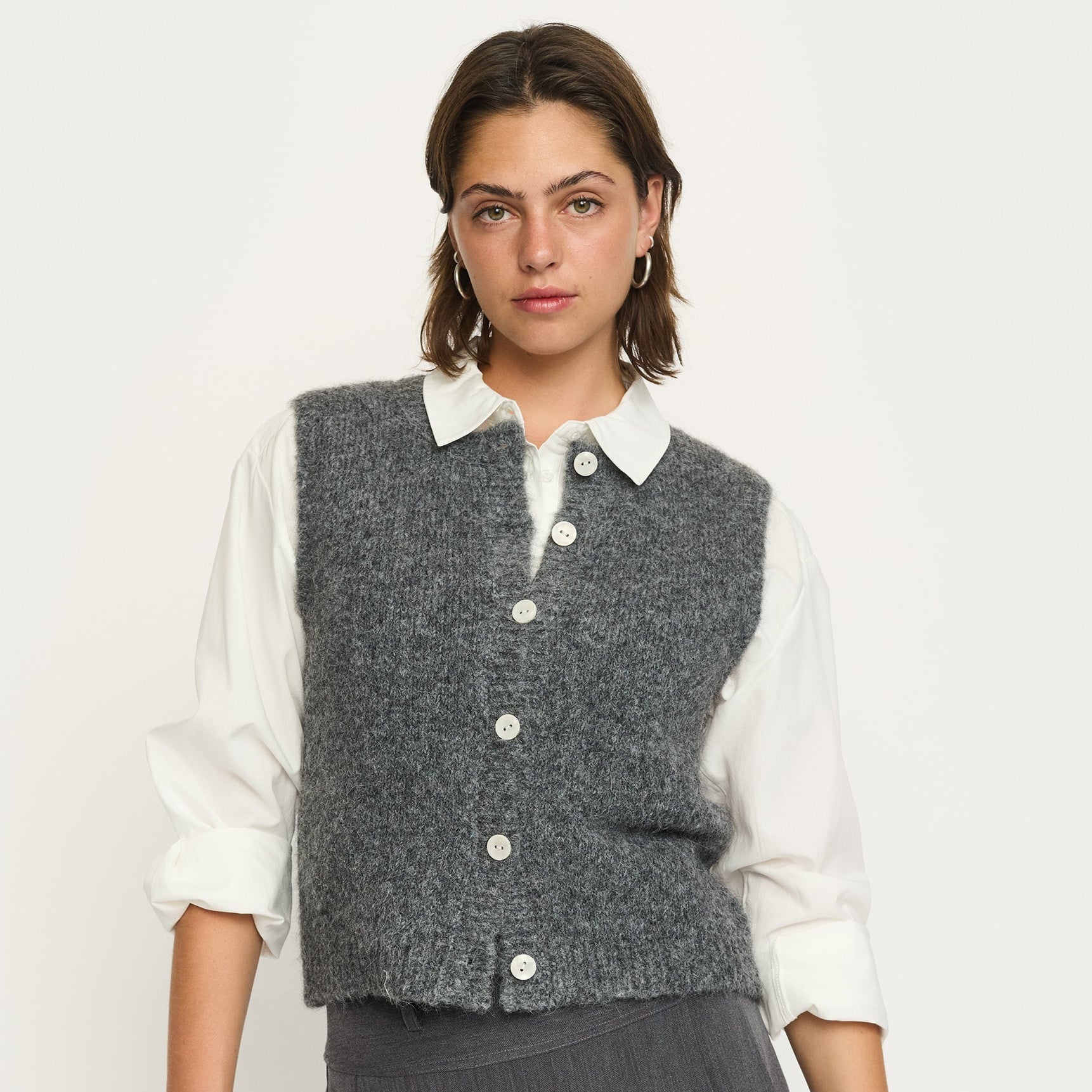 SOFT REBELS - STRIK VEST - CAMILLA 525-207 - DARK GREY MELANGE