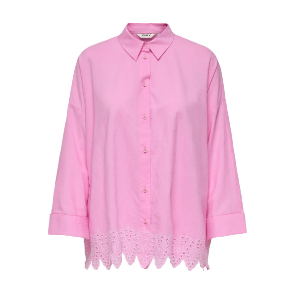 ONLY - SKJORTE - GRACES TULUM 15343165 -  FUCHSIA PINK/BRIGHT WHITE EMB.