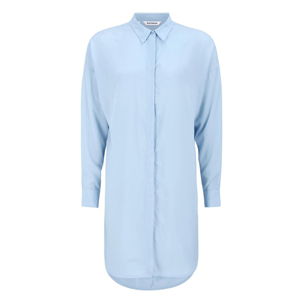 SOFT REBELS - SKJORTE - FREEDOM LANG SR420-758 - CASHMERE BLUE