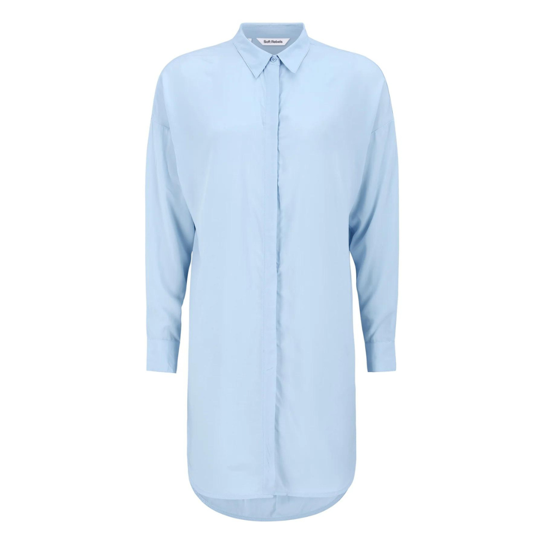 SOFT REBELS - SKJORTE - FREEDOM LANG SR420-758 - CASHMERE BLUE