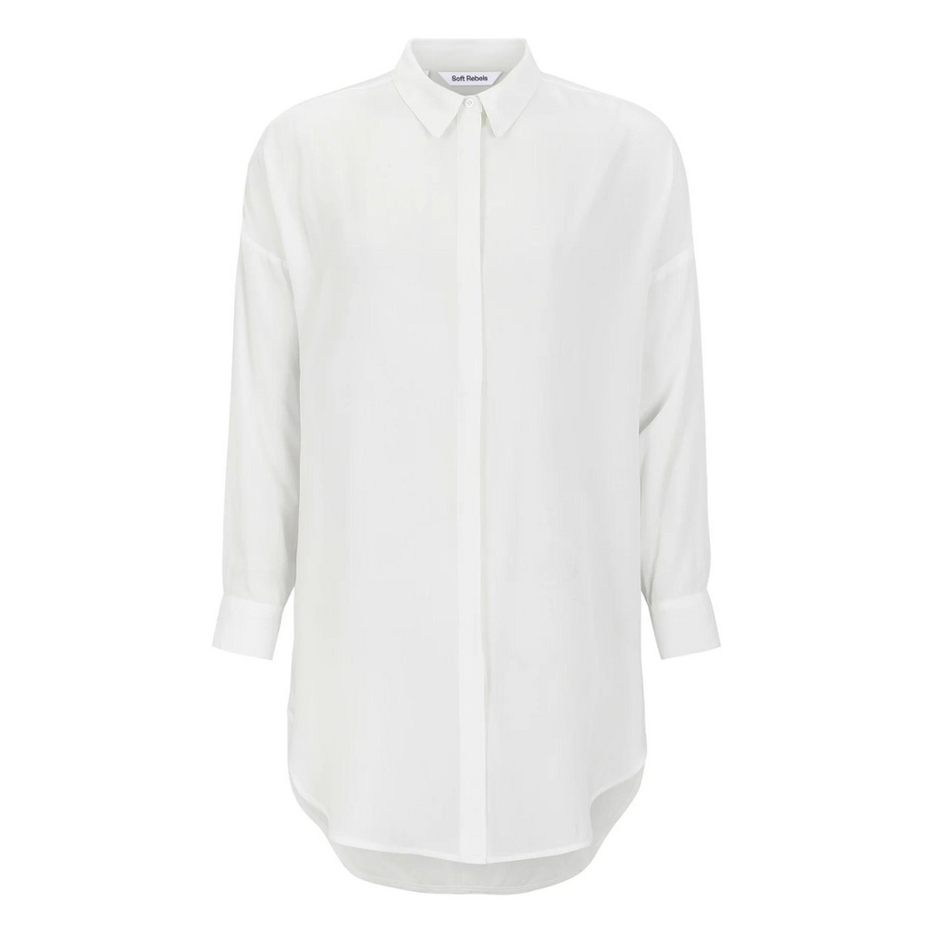 SOFT REBELS - SKJORTE - FREEDOM LANG SR420-758 - SNOW WHITE