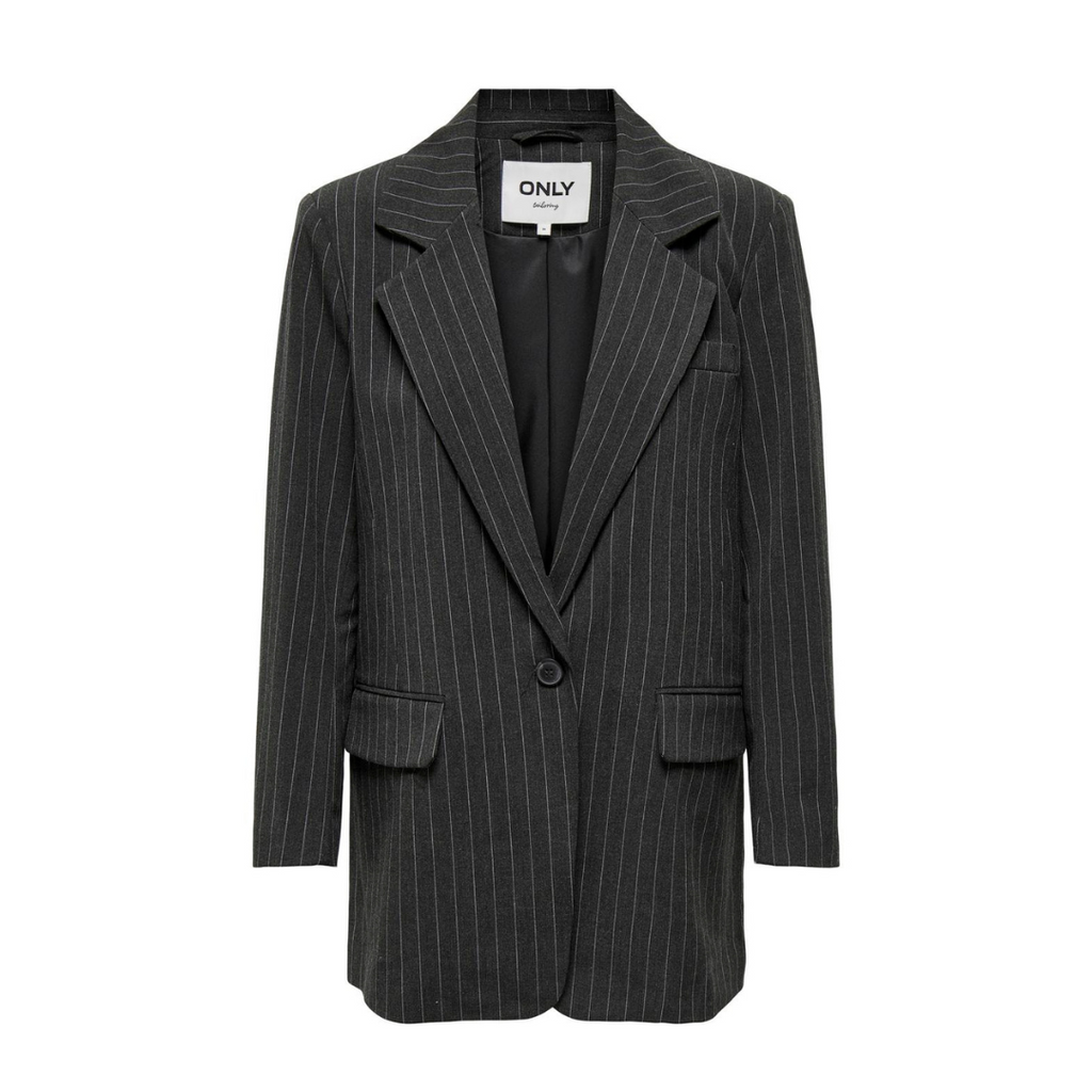 ONLY - BLAZER - BRIE 15304268 - DARK GREY MELANGE STRIPES/WHITE