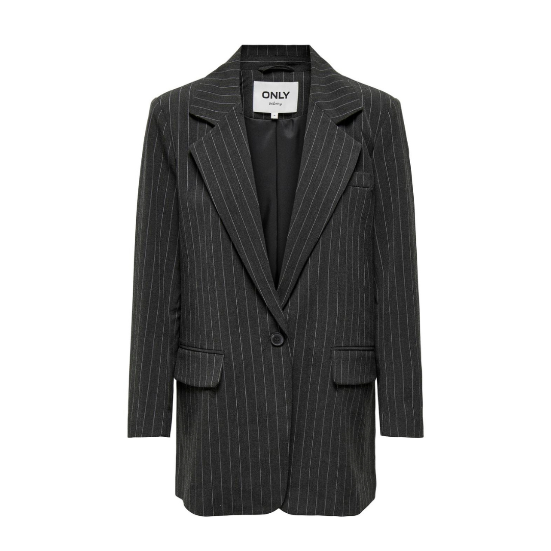 ONLY - BLAZER - BRIE 15304268 - DARK GREY MELANGE STRIPES/WHITE