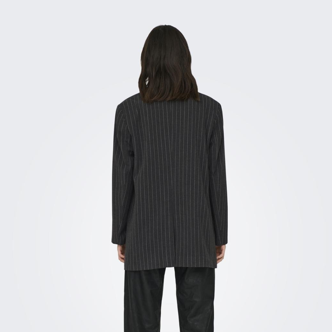 ONLY - BLAZER - BRIE 15304268 - DARK GREY MELANGE STRIPES/WHITE