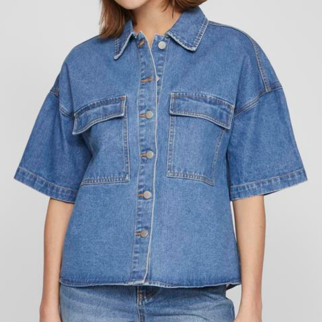VILA - SKJORTE -  MAYA - 14105186 - MEDIUM BLUE DENIM