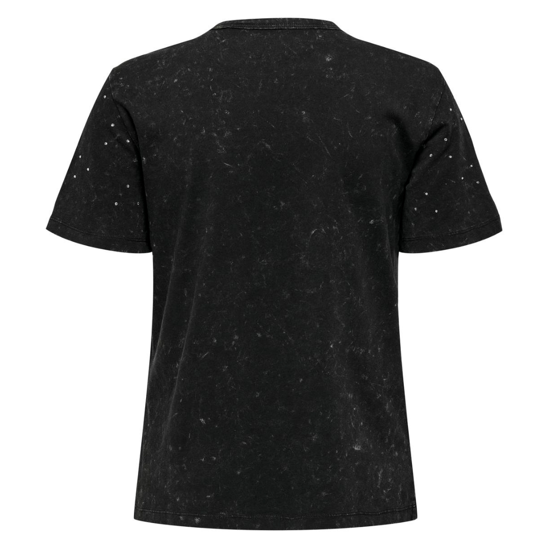 ONLY - T-SHIRT - ZEN 15333339 -  BLACK/SILVER RHINESTONES