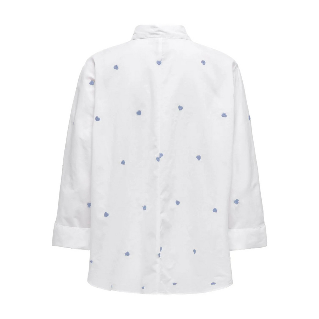 ONLY - SKJORTE - NEW LINA 15283743 - BRIGHT WHITE/BRUNNERA BLUE HEARTS
