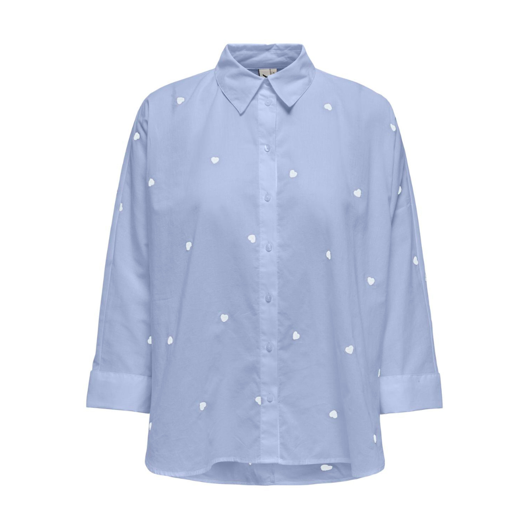 ONLY - SKJORTE - NEW LINA 15283743 - BRUNNERA BLUE/BRIGHT WHITE HEARTS